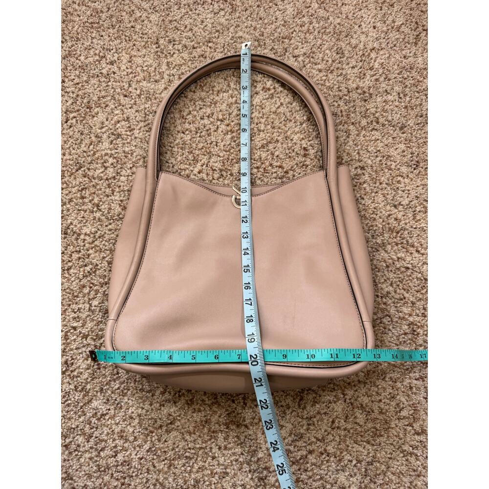 Calvin Klein Taupe Beige Leather CK Logo Shoulder Hobo Bag Purse - Picture 4 of 14